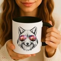 USA American Flag Fireworks Fox Coffee Mug thumb 3
