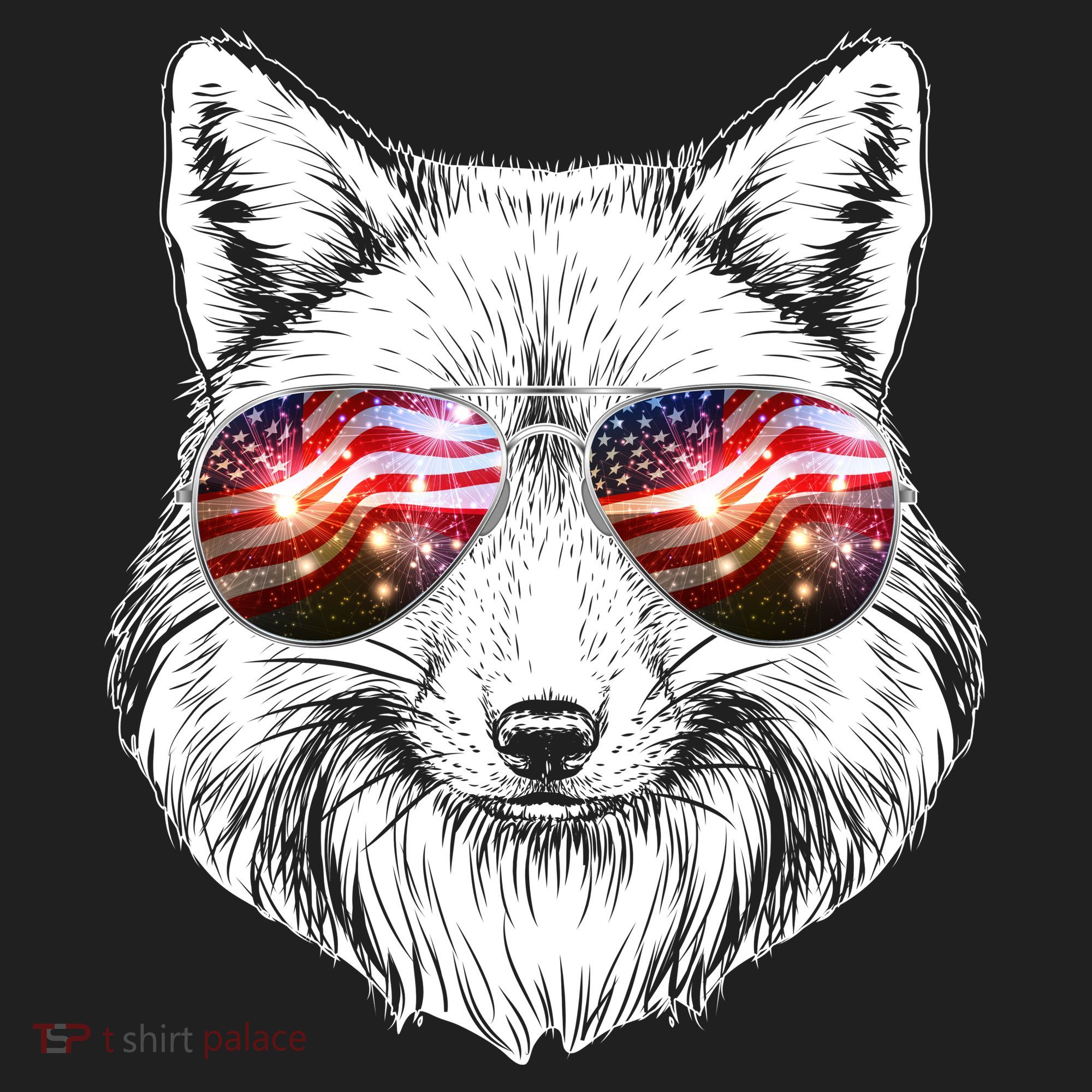 USA American Flag Fireworks Fox Beanie
