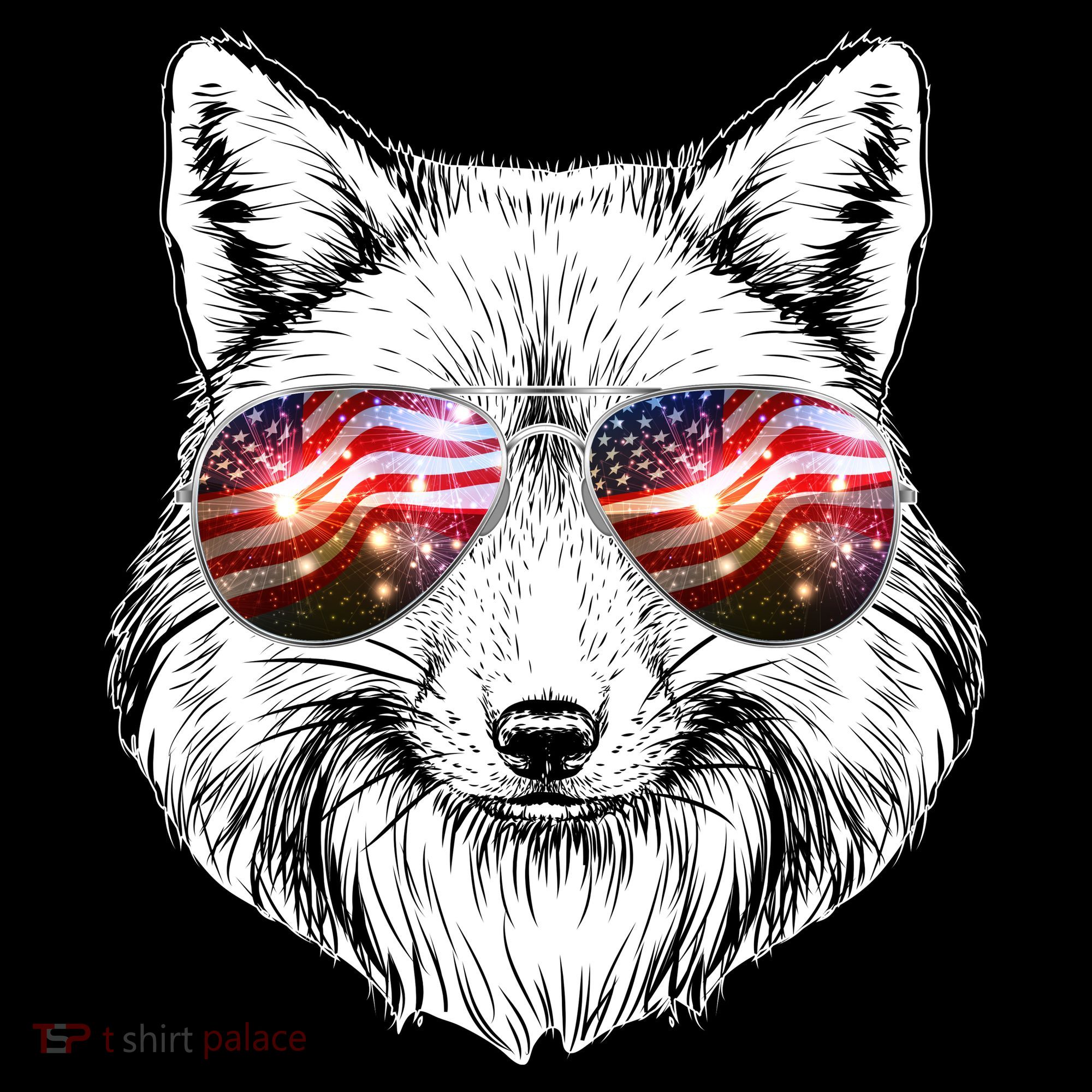 USA American Flag Fireworks Fox Women's Hoodie