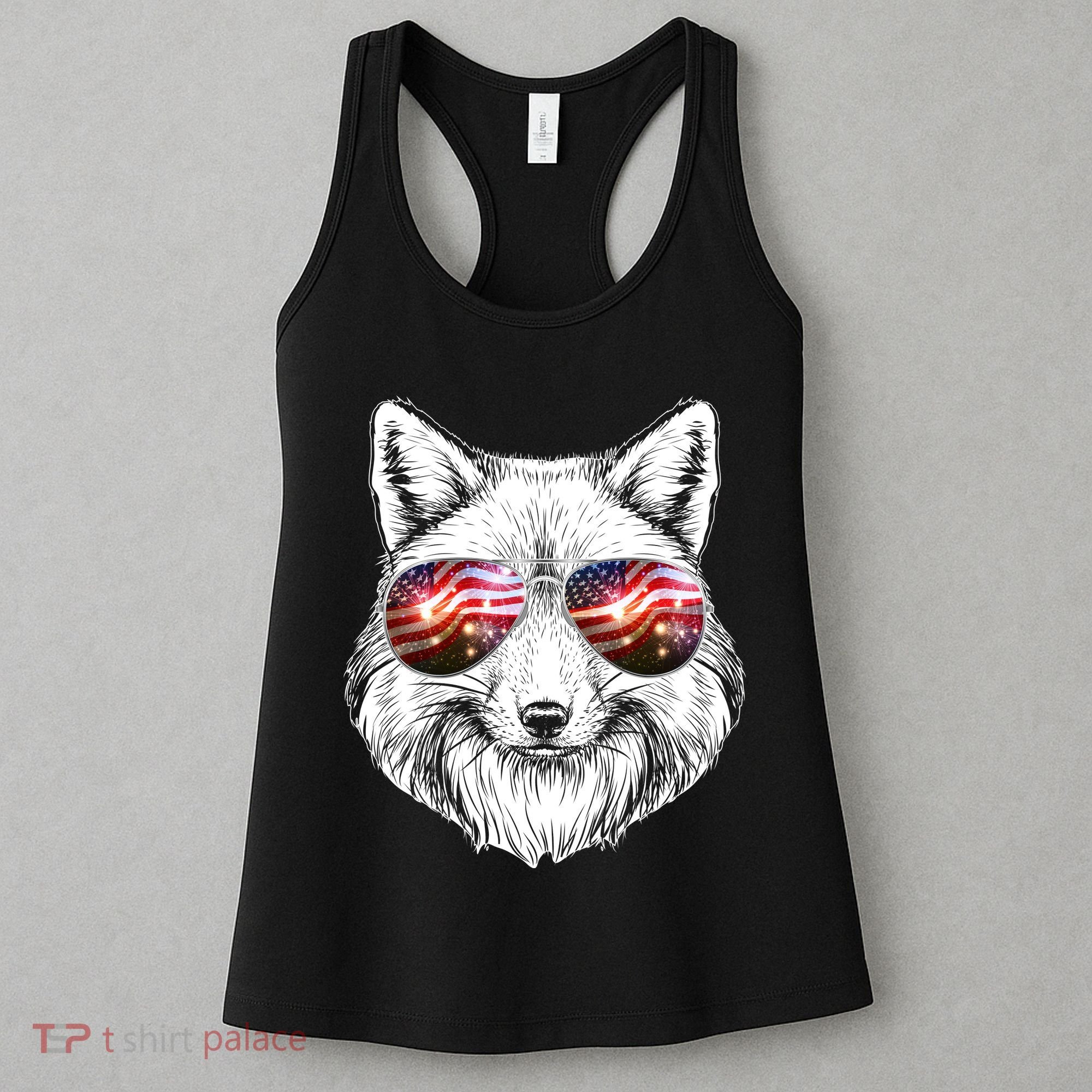 USA American Flag Fireworks Fox Women's Tank Top