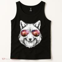 USA American Flag Fireworks Fox Tank Top thumb 2