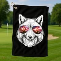 USA American Flag Fireworks Fox Golf Towel thumb 1