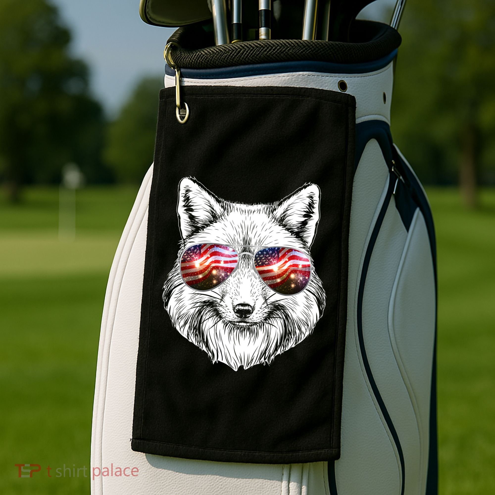 USA American Flag Fireworks Fox Golf Towel