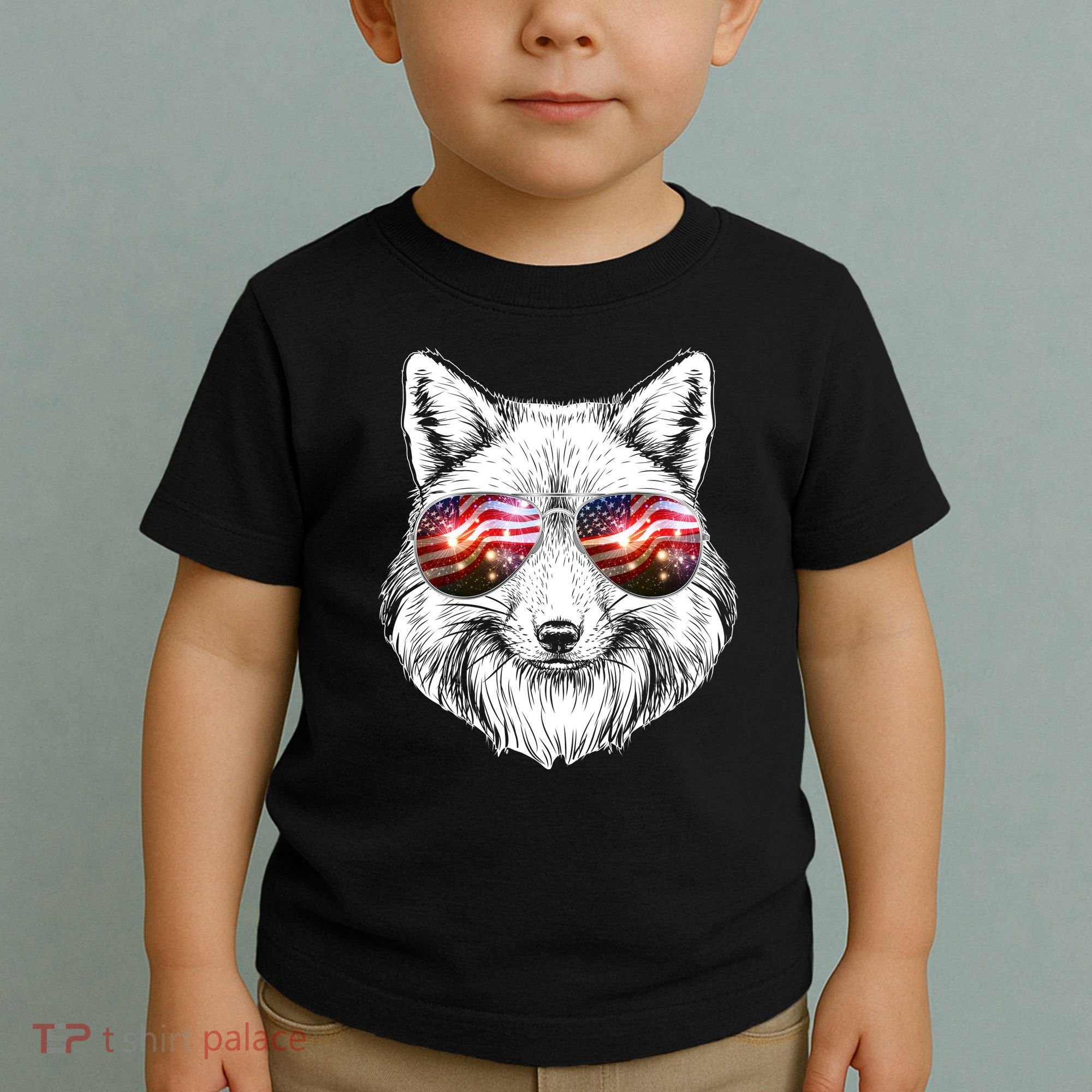 USA American Flag Fireworks Fox Toddler T-Shirt