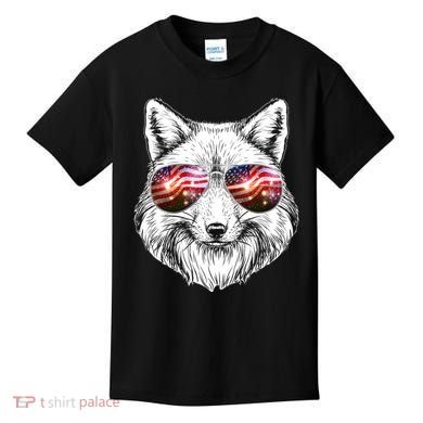 USA American Flag Fireworks Fox Kids T-Shirt