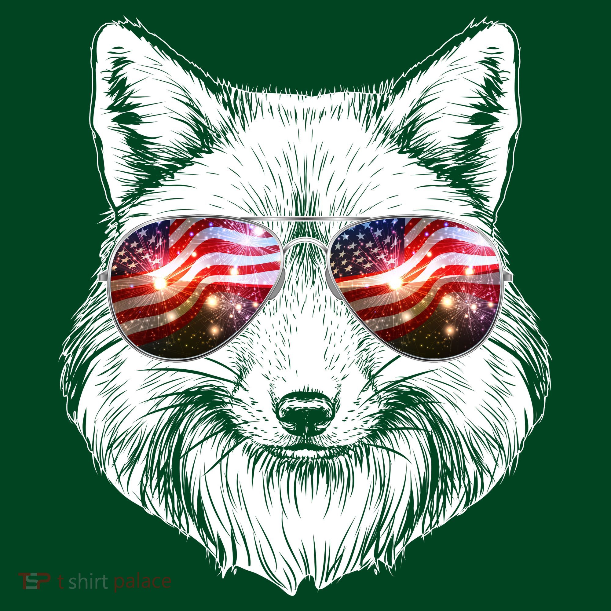 USA American Flag Fireworks Fox Long Sleeve Shirt