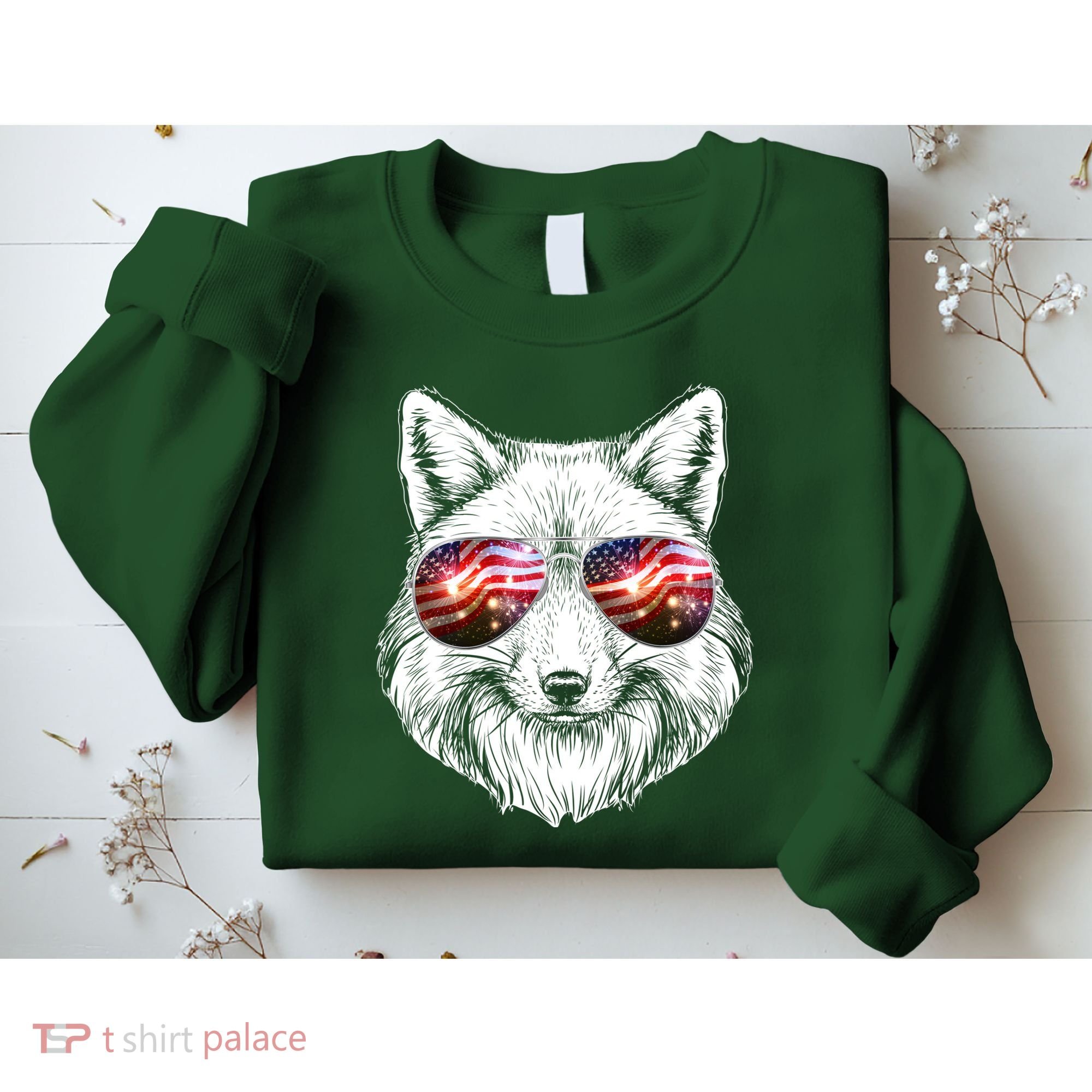 USA American Flag Fireworks Fox Sweatshirt
