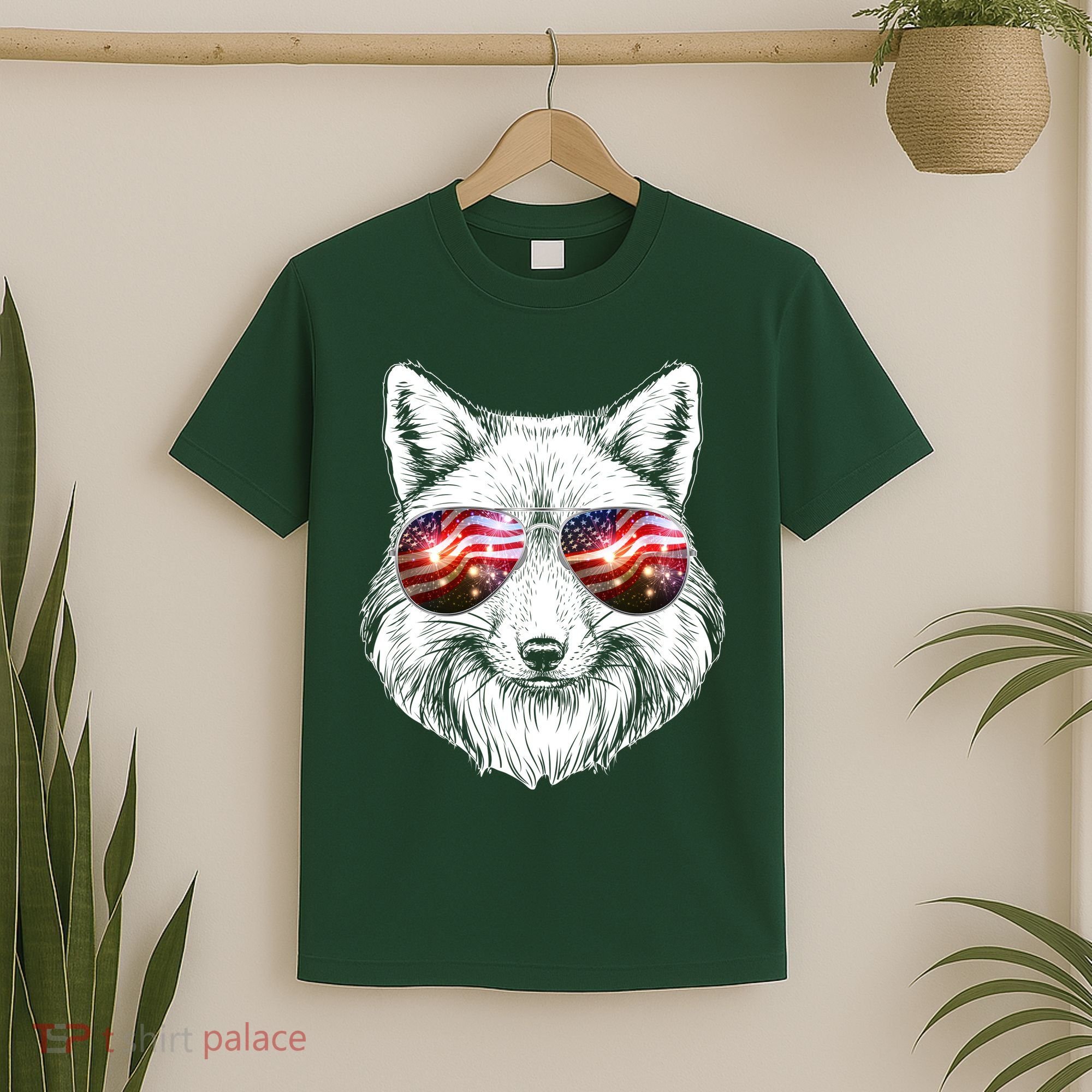 USA American Flag Fireworks Fox T-Shirt