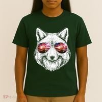 USA American Flag Fireworks Fox T-Shirt thumb 4