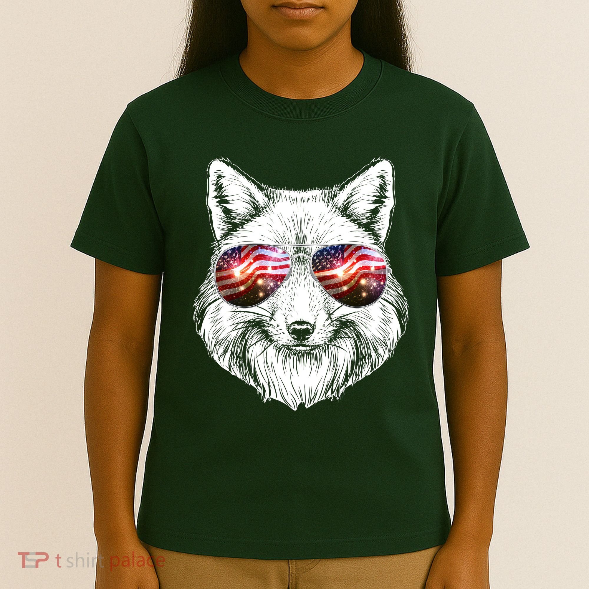 USA American Flag Fireworks Fox T-Shirt