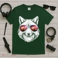 USA American Flag Fireworks Fox T-Shirt thumb 5