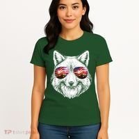 USA American Flag Fireworks Fox Women's T-Shirt thumb 4