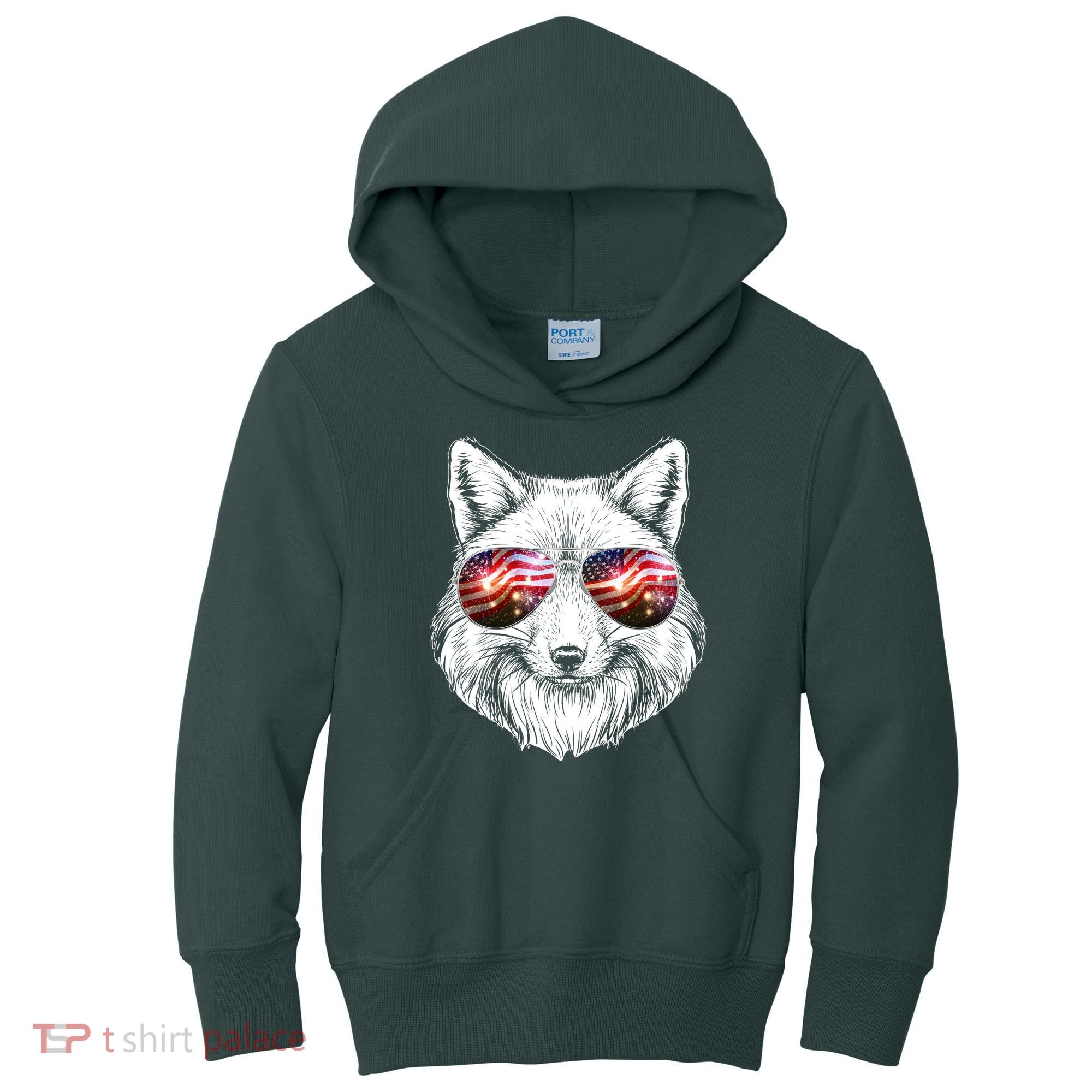 USA American Flag Fireworks Fox Kids Hoodie