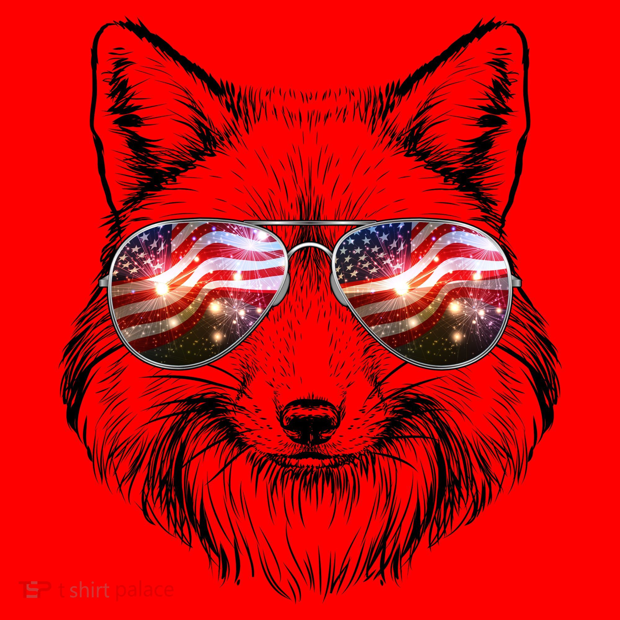 USA American Flag Fireworks Fox Santa Hat