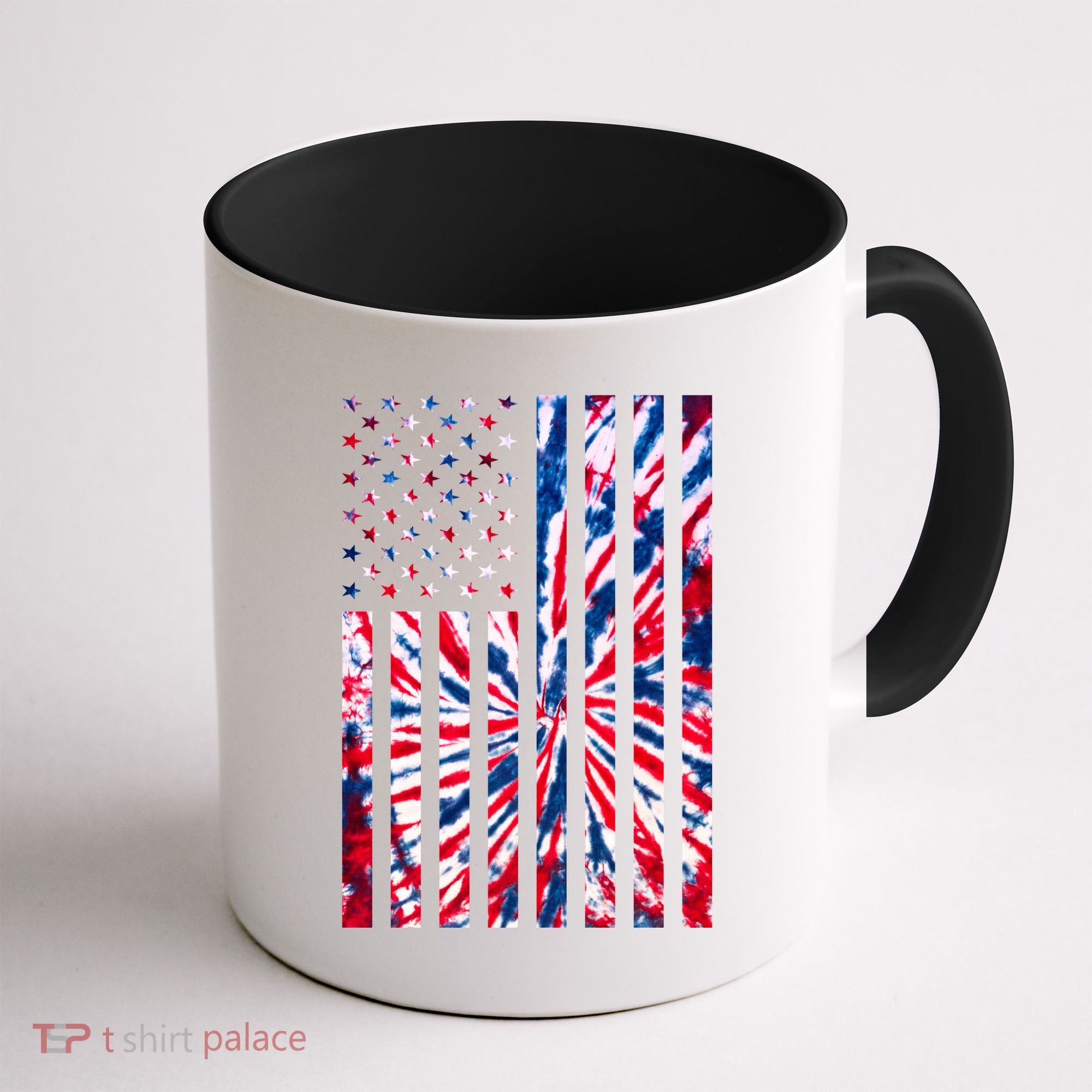USA American Flag Red White Blue Tie Dye Coffee Mug