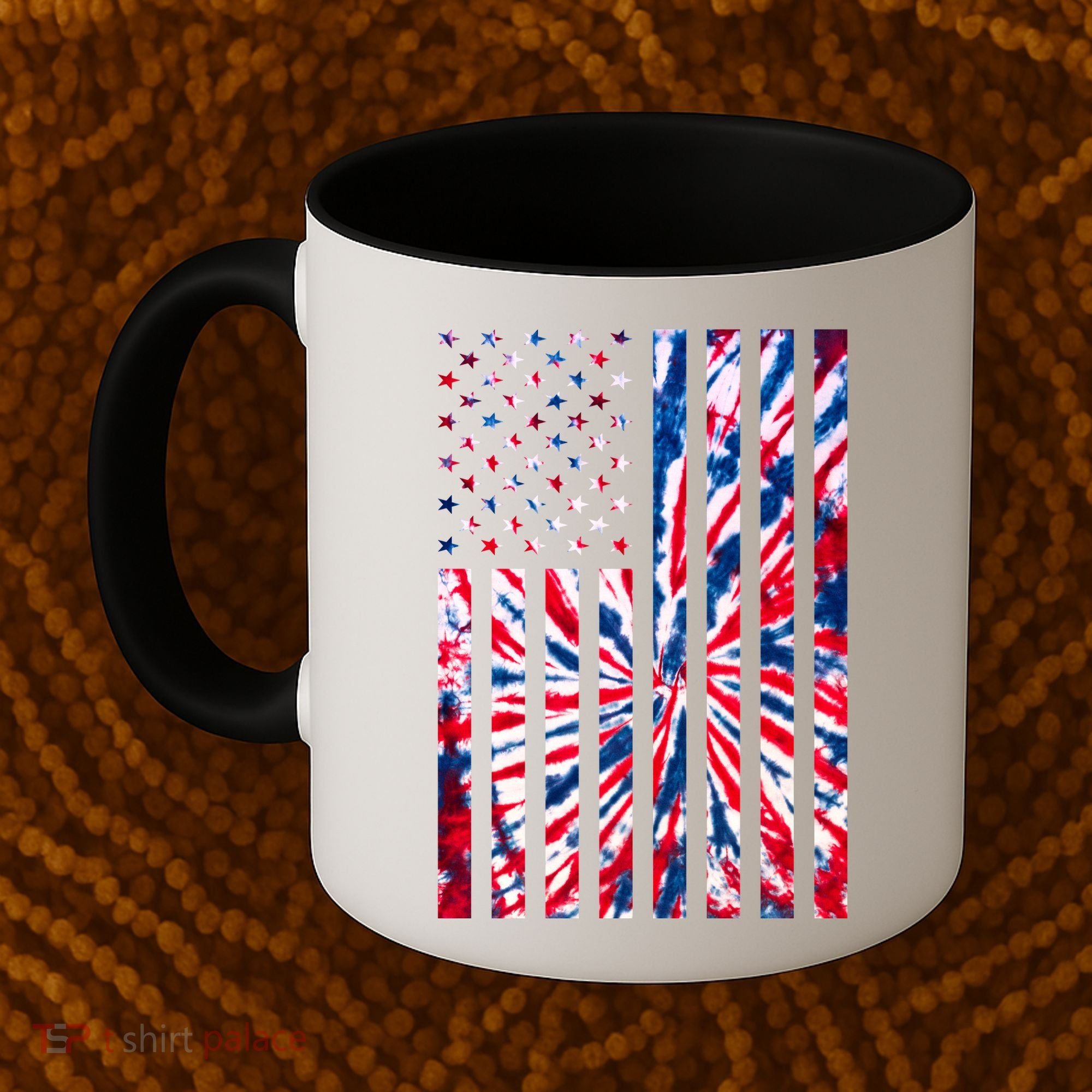 USA American Flag Red White Blue Tie Dye Coffee Mug