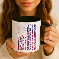USA American Flag Red White Blue Tie Dye Coffee Mug thumb 3