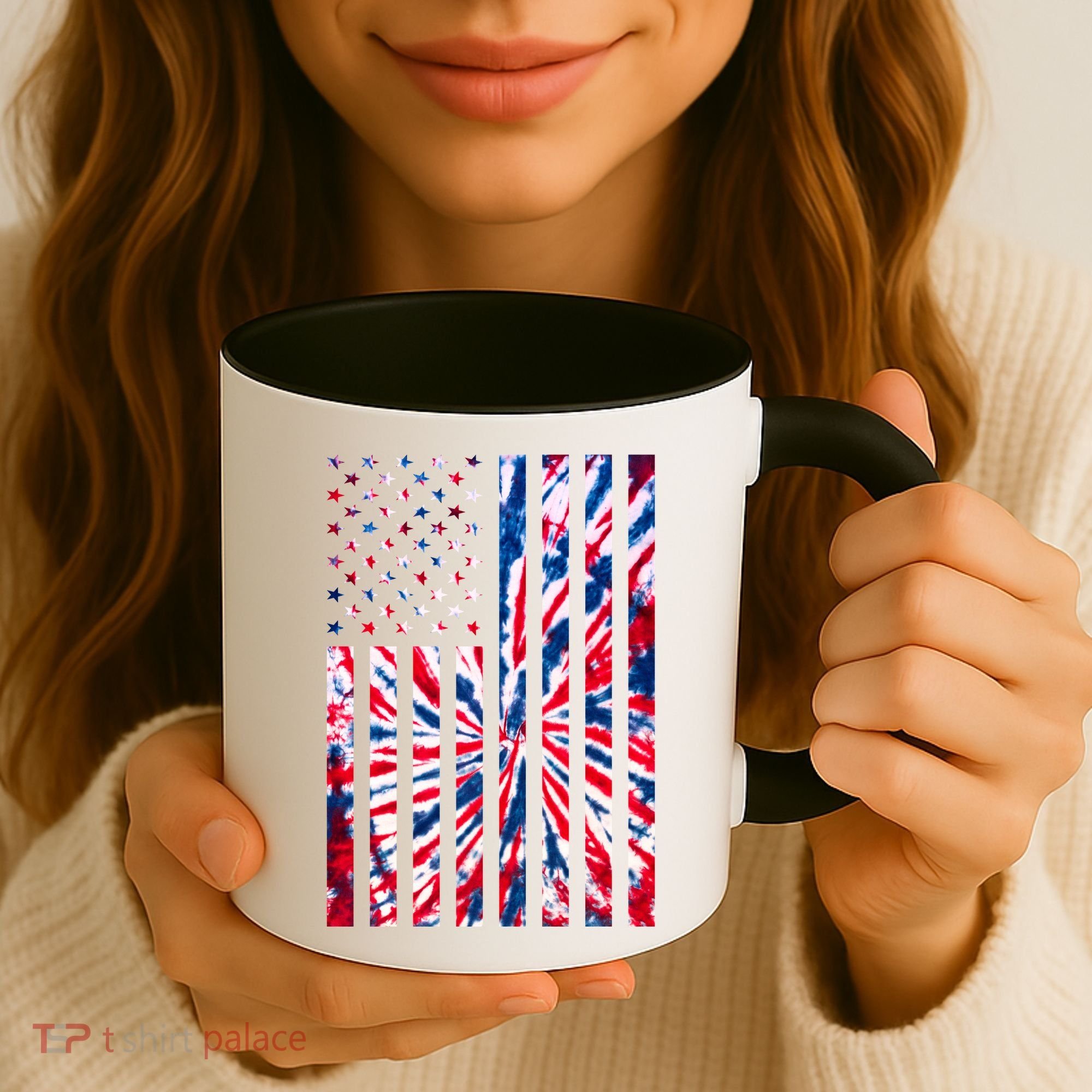 USA American Flag Red White Blue Tie Dye Coffee Mug