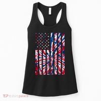 USA American Flag Red White Blue Tie Dye Women's Tank Top thumb 0