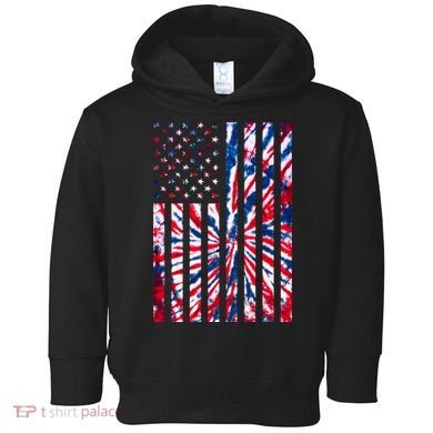 USA American Flag Red White Blue Tie Dye Toddler Hoodie