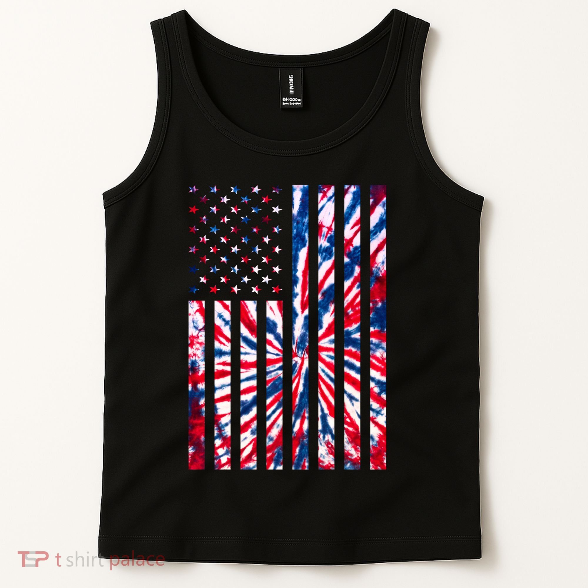 USA American Flag Red White Blue Tie Dye Tank Top