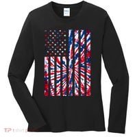 USA American Flag Red White Blue Tie Dye Women's Long Sleeve Shirt thumb 0