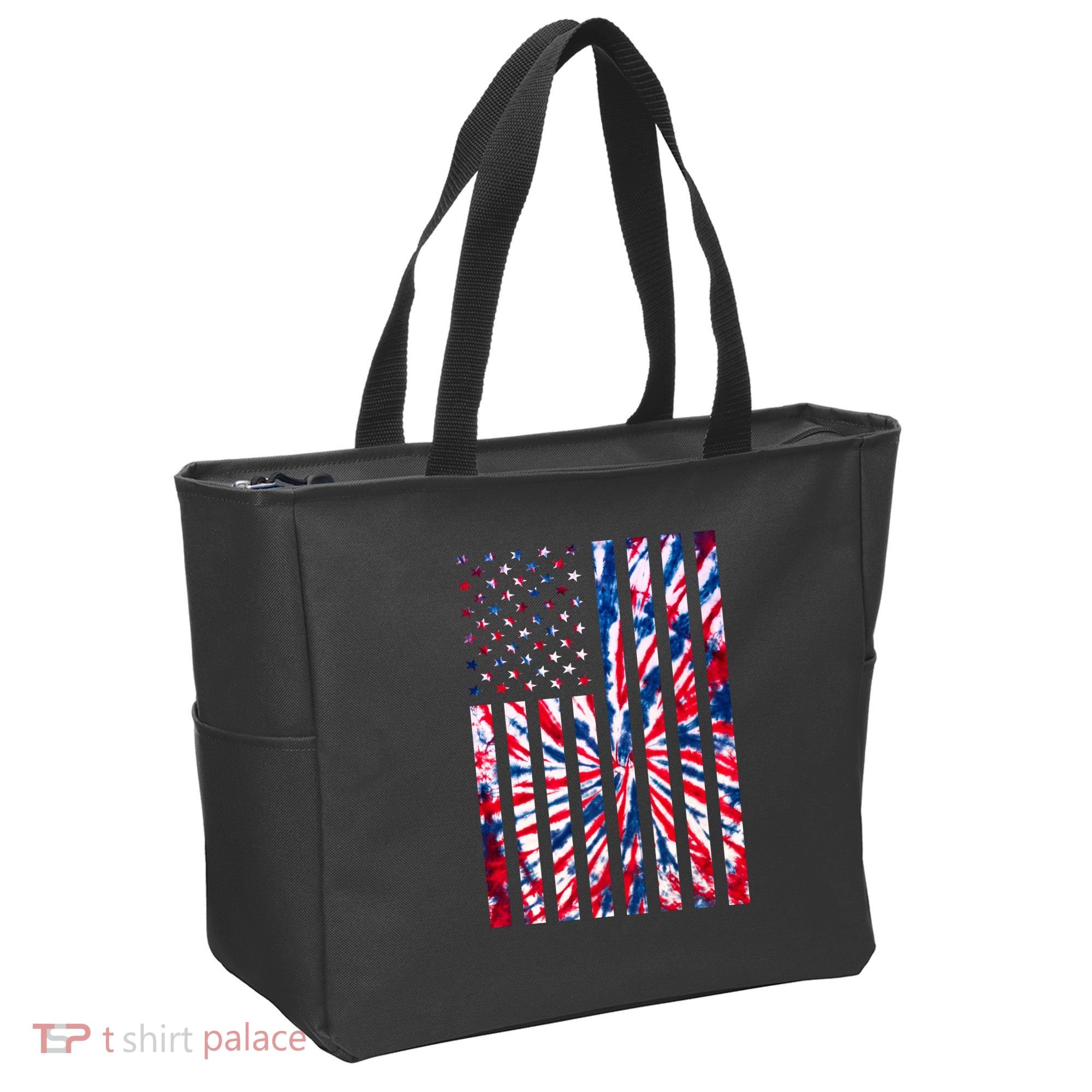 USA American Flag Red White Blue Tie Dye Tote Bag