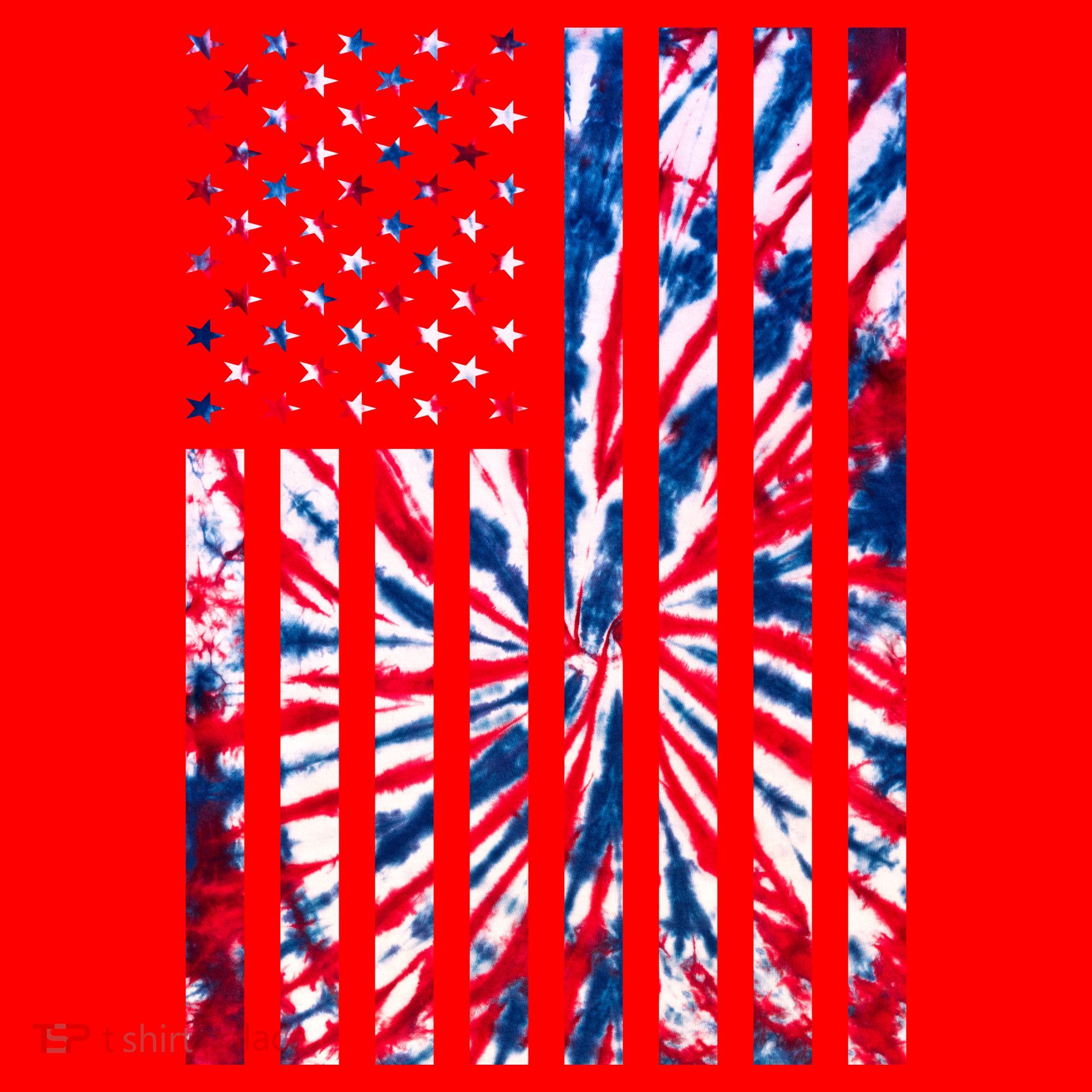 USA American Flag Red White Blue Tie Dye Santa Hat