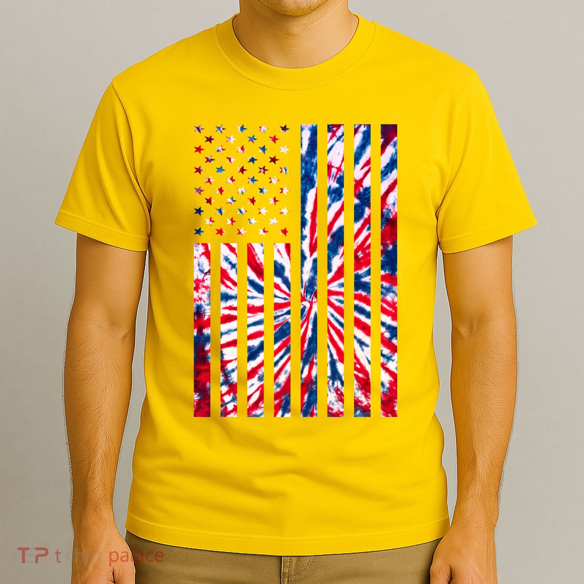 USA American Flag Red White Blue Tie Dye T-Shirt