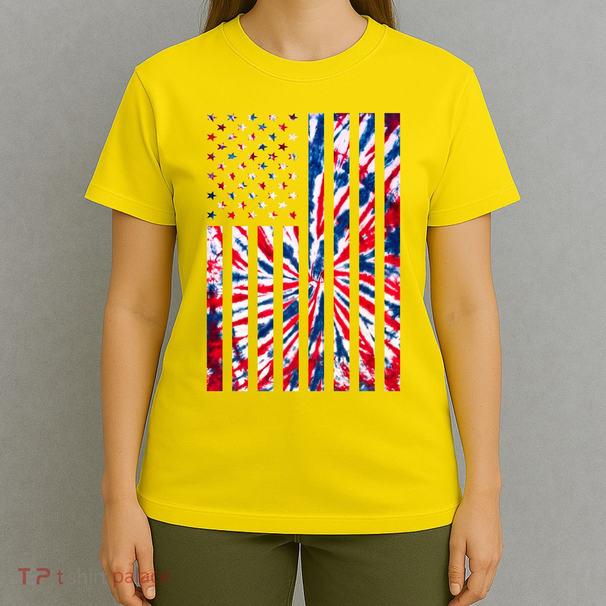 USA American Flag Red White Blue Tie Dye T-Shirt