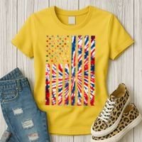 USA American Flag Red White Blue Tie Dye Women's T-Shirt thumb 3