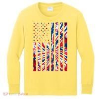 USA American Flag Red White Blue Tie Dye Kids Long Sleeve Shirt thumb 0