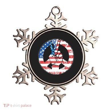 USA American Flag Peace Sign Symbol Ornament