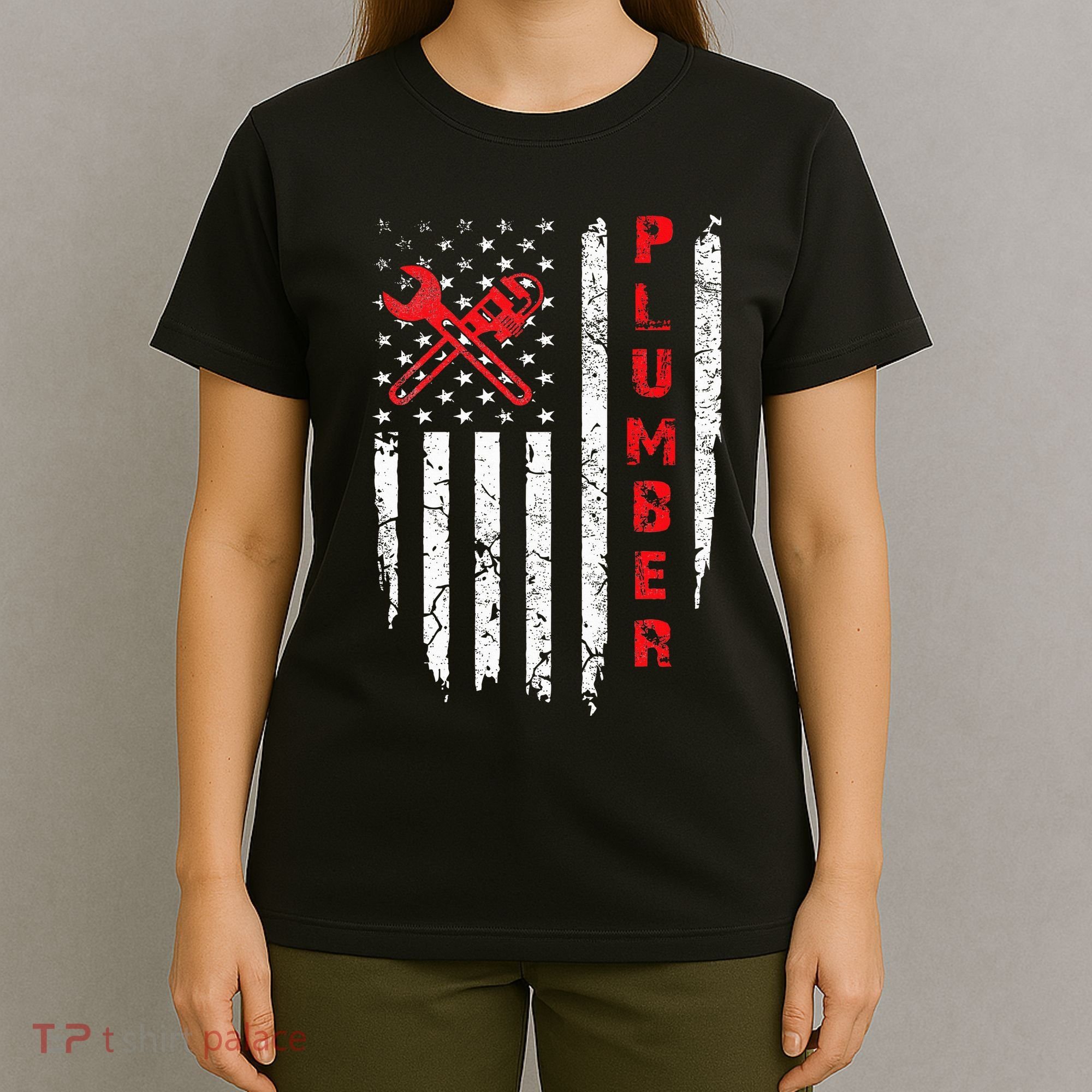 Usa American Flag Plumber Women Plumbers Patriotic T-Shirt