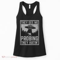 Ufo Alien Flying Saucer They See Me Probing They Hatin Women's Tank Top thumb 0