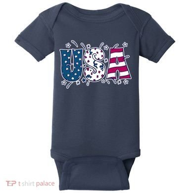USA American Flag Celebration Baby Bodysuit