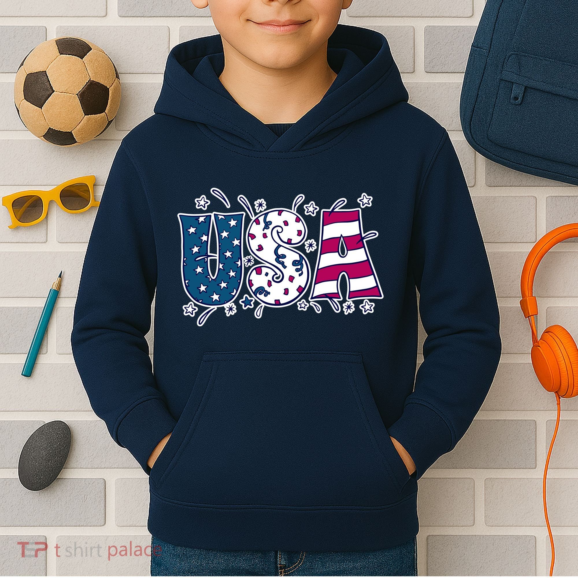 USA American Flag Celebration Kids Hoodie