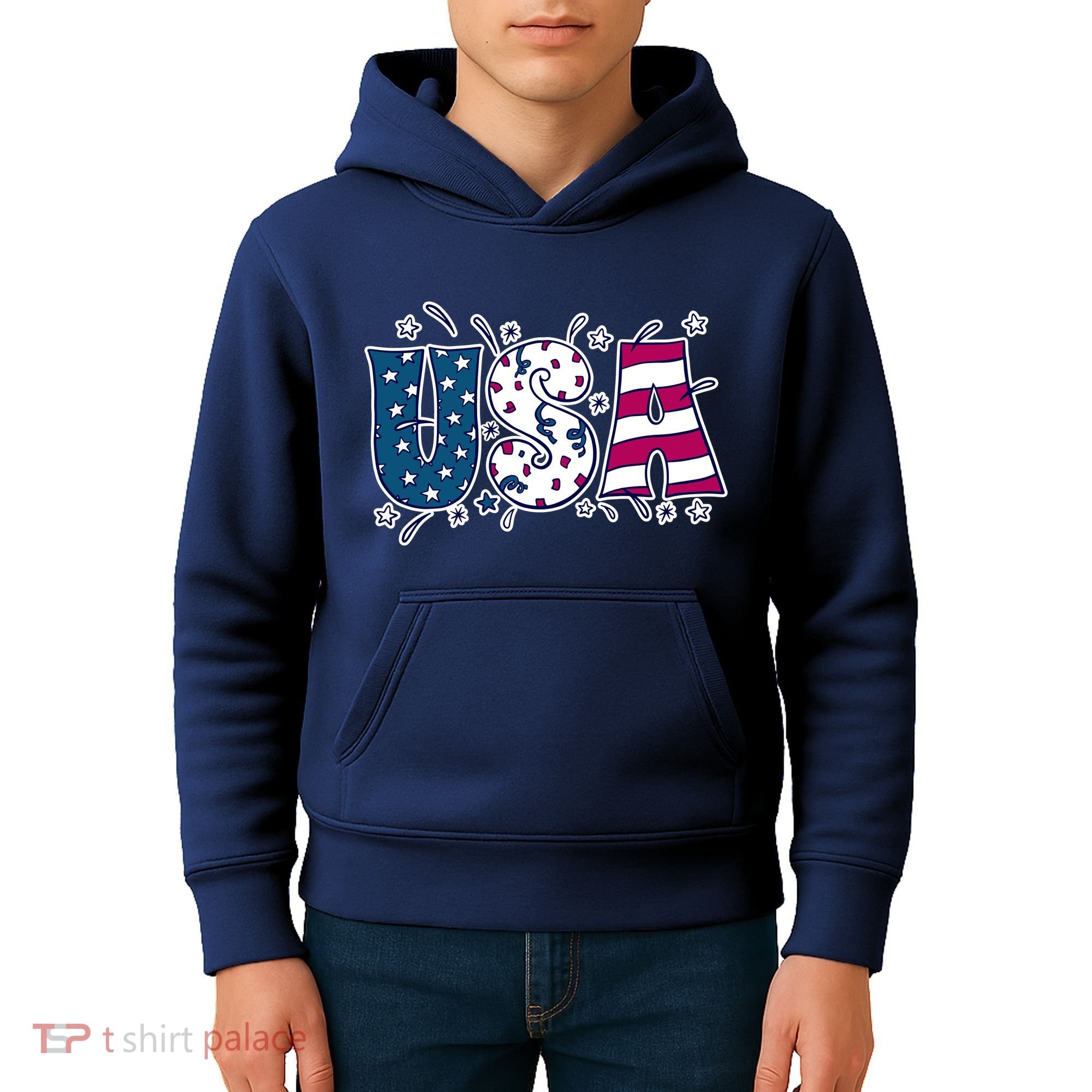 USA American Flag Celebration Kids Hoodie