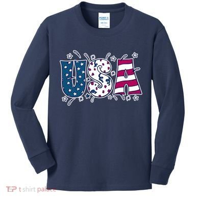 USA American Flag Celebration Kids Long Sleeve Shirt