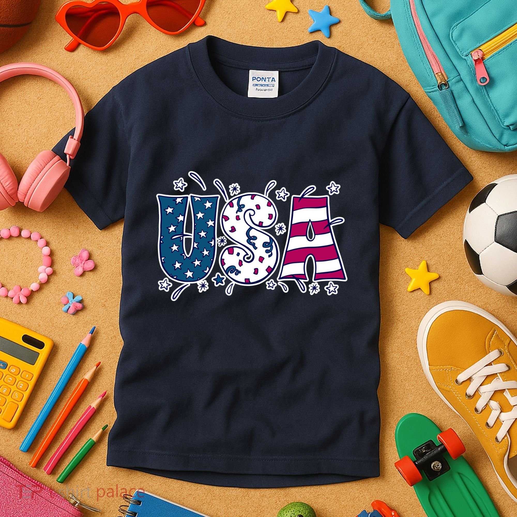 USA American Flag Celebration Kids T-Shirt