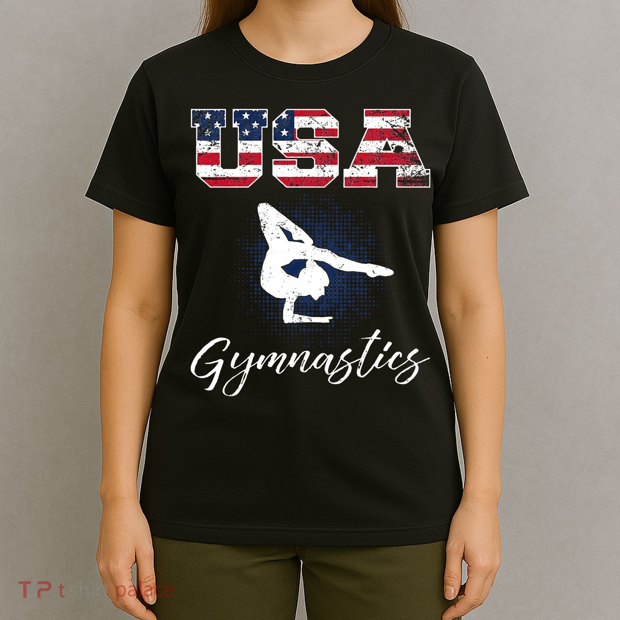 USA American Flag Gymnastics Tee Gymnast 4th Of July T-Shirt