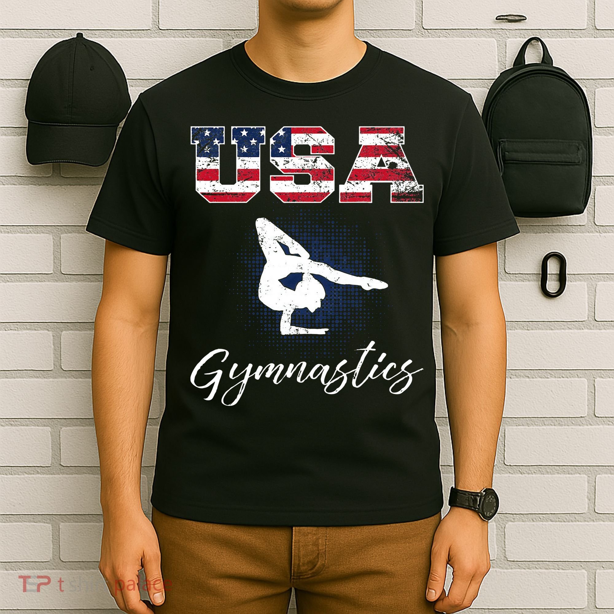 USA American Flag Gymnastics Tee Gymnast 4th Of July T-Shirt