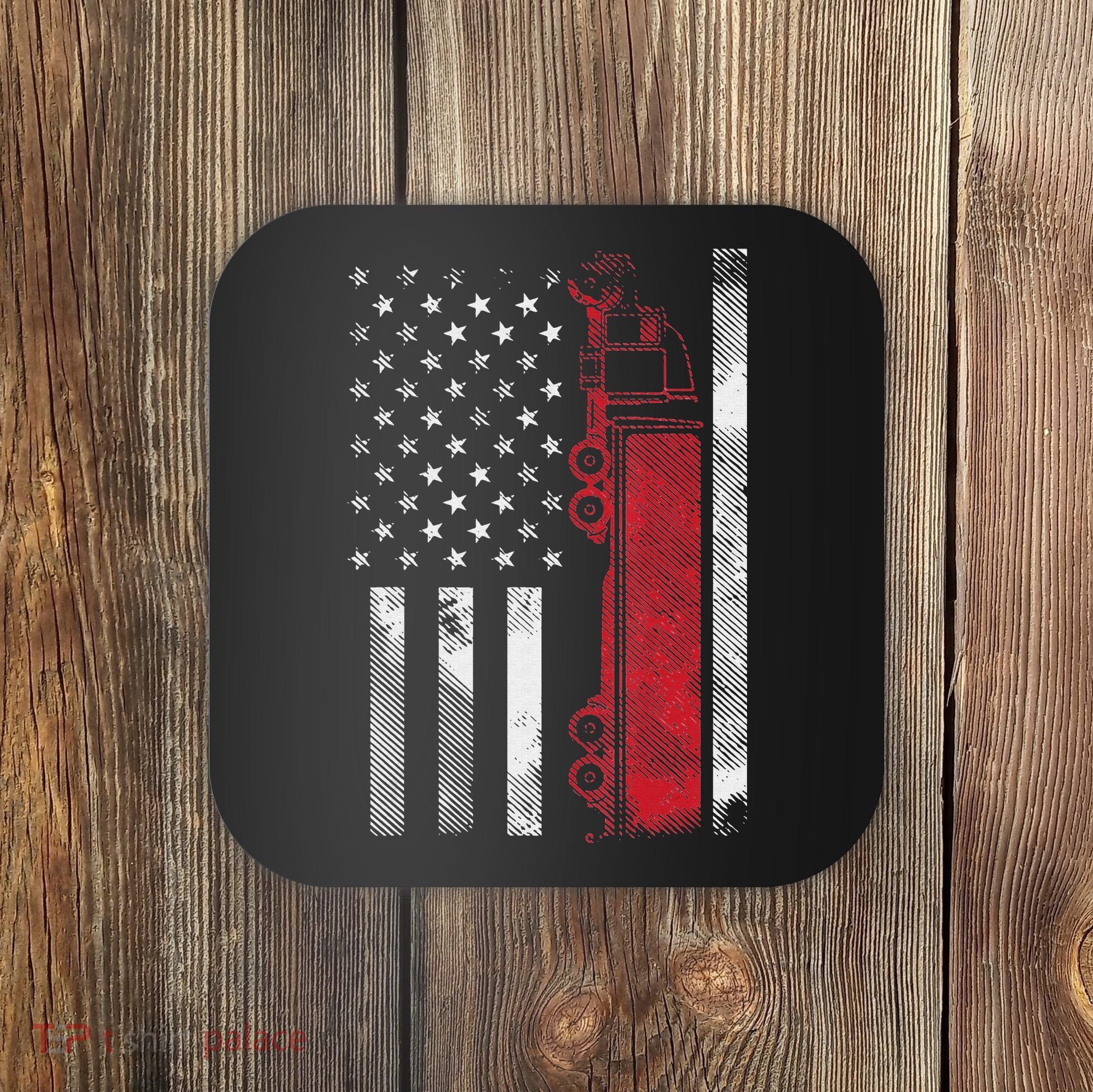 US American Flag Semi Truck Driver 18 Wheeler Trucker Gift Coaster