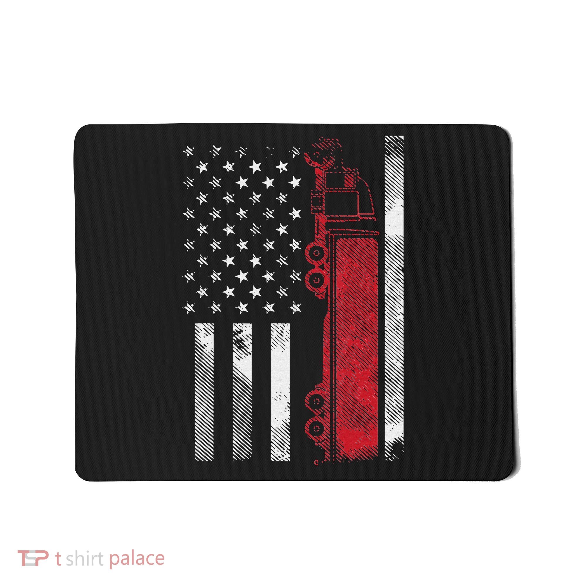 US American Flag Semi Truck Driver 18 Wheeler Trucker Gift Mousepad