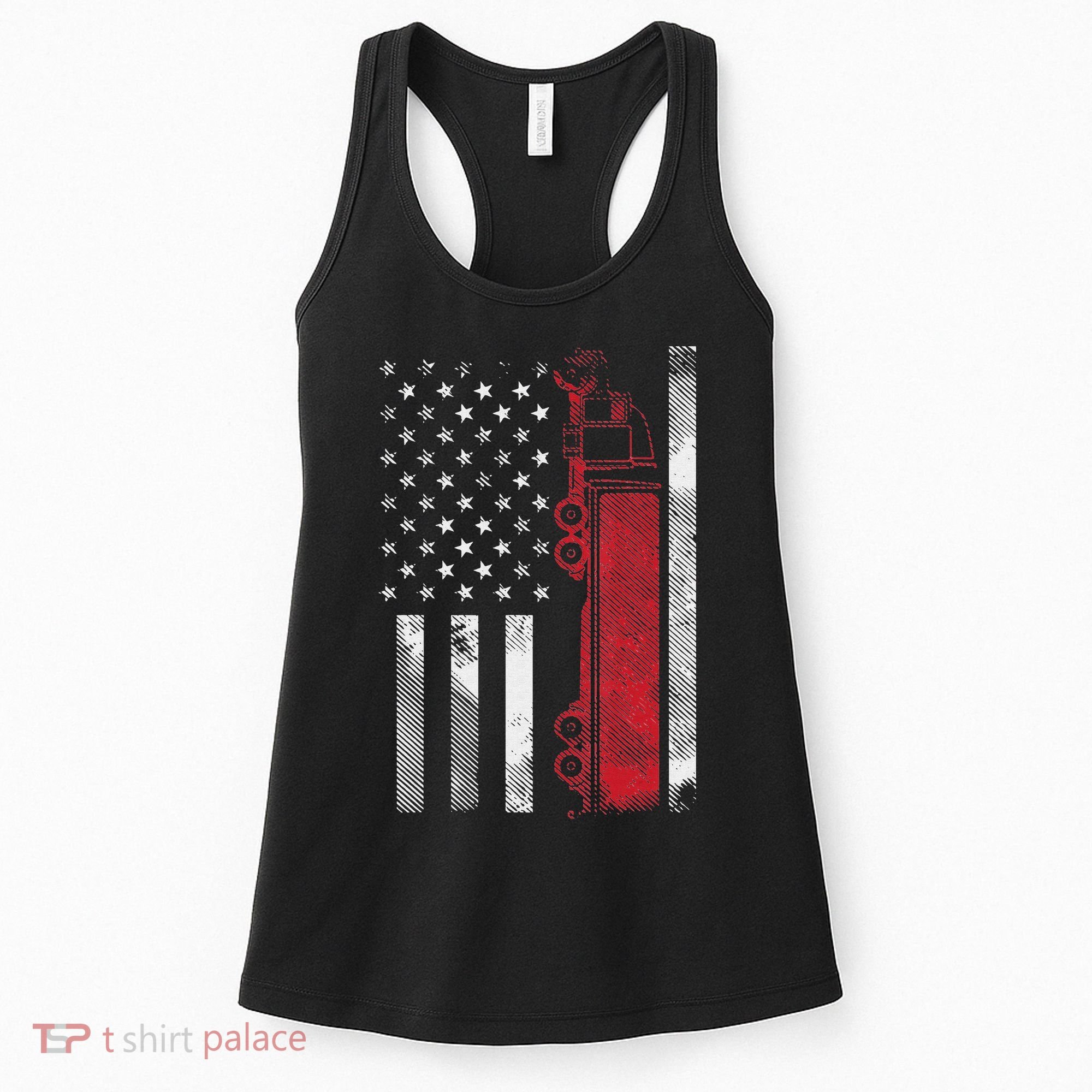 US American Flag Semi Truck Driver 18 Wheeler Trucker Gift Women's Tank Top