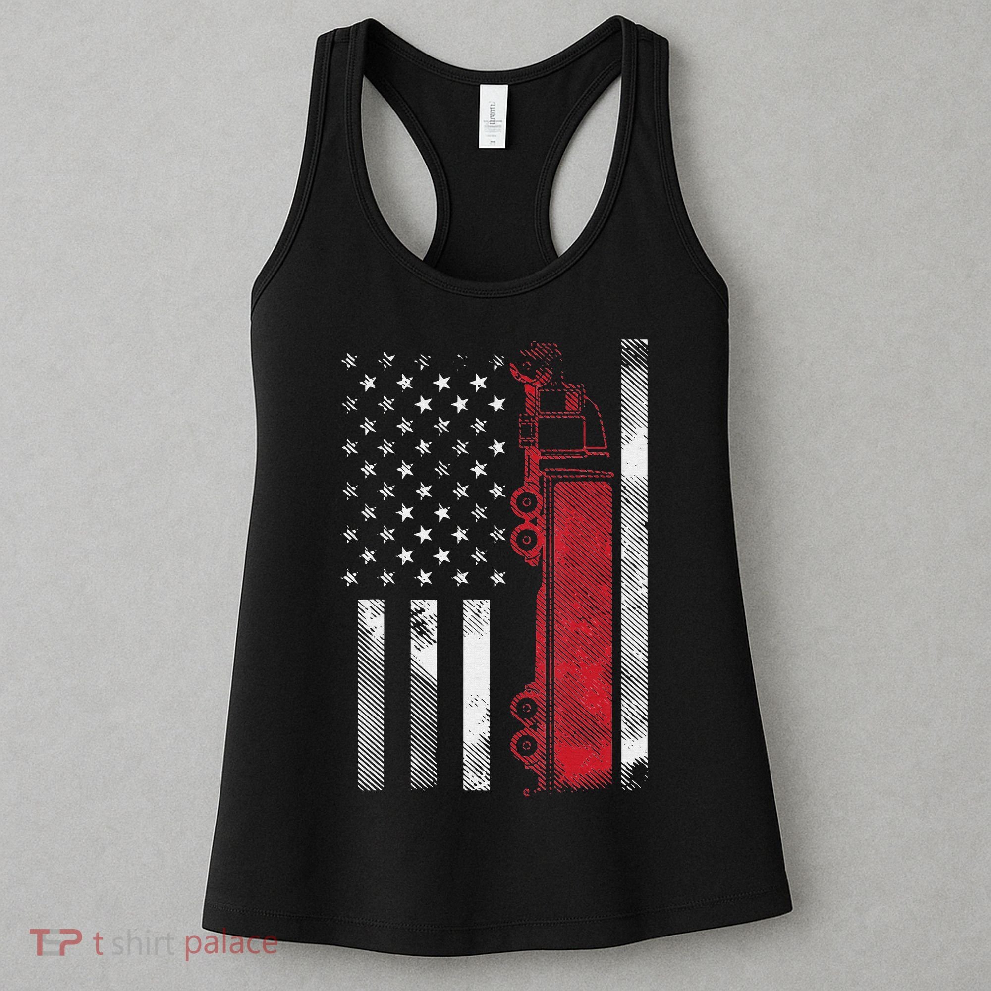 US American Flag Semi Truck Driver 18 Wheeler Trucker Gift Women's Tank Top