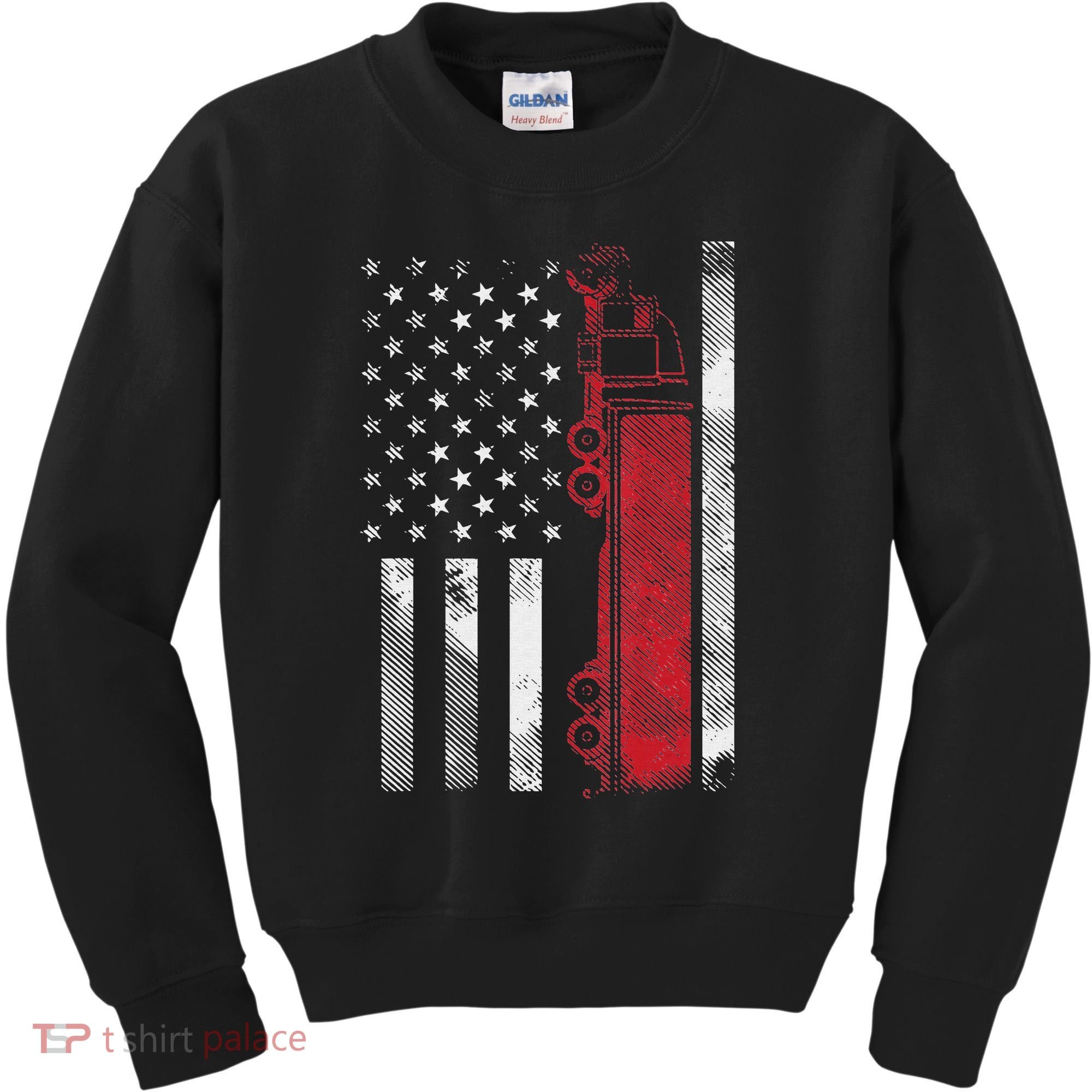 US American Flag Semi Truck Driver 18 Wheeler Trucker Gift Kids Sweatshirt