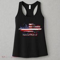 USA American Flag Cityscape Nashville Tennessee Skyline Women's Tank Top thumb 3