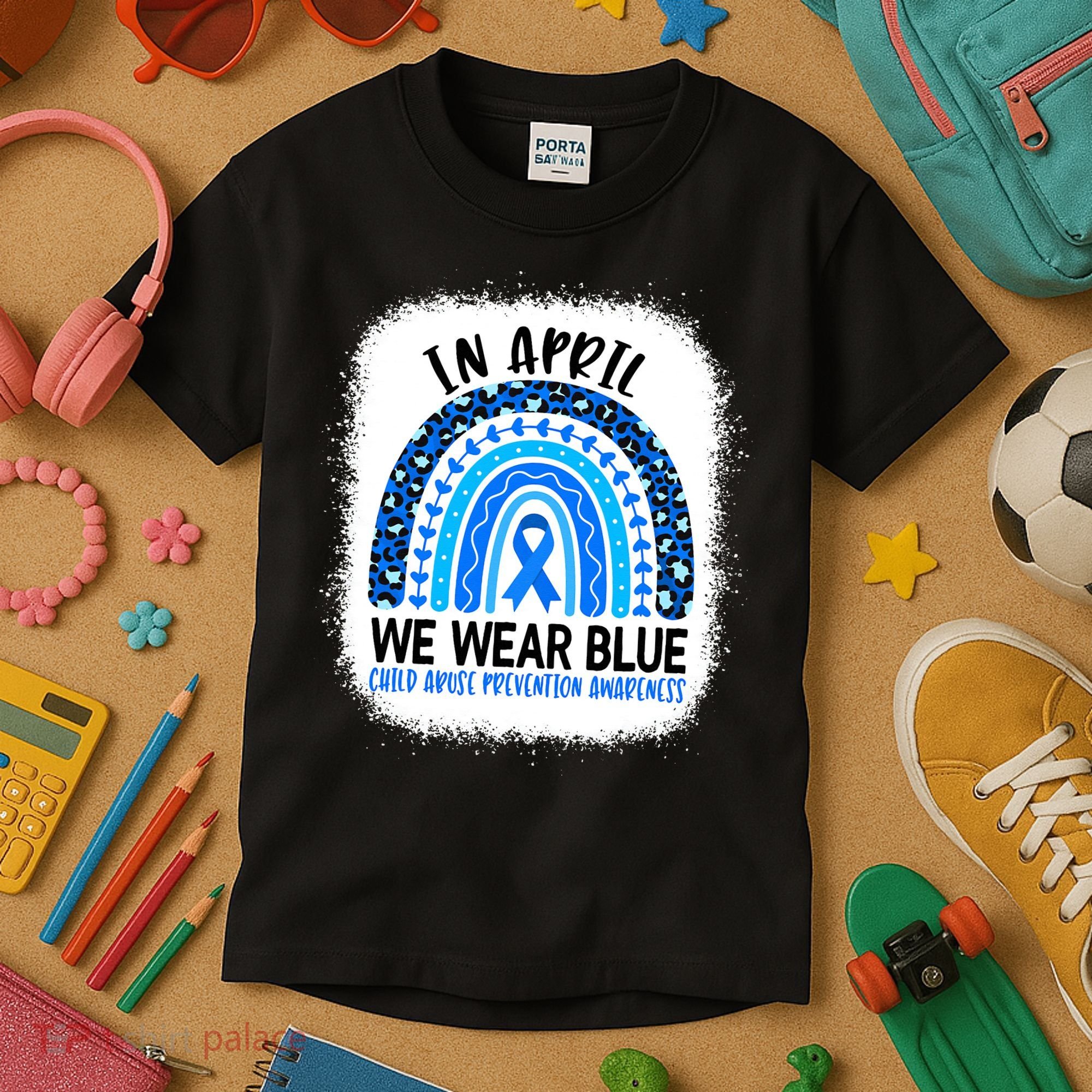 US America Flag Child Abuse Prevention Month April Awareness Kids T-Shirt