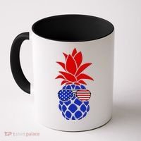 USA American Flag Sunglasses Pineapple Coffee Mug thumb 0